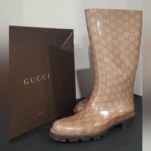 Authentic Gucci Tan Monogram Boots